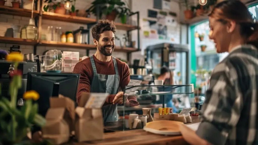 Local service business owner engaging with customers, enhancing Google Business Profile visibility